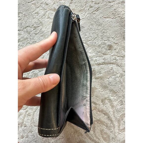 Coach Black Leather Trifold Wallet with Pink Interior & Zip Pocket – 7.5” x 4” - Picture 6 of 8